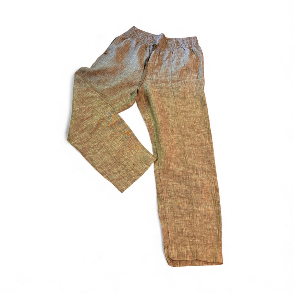 Athleta 100% Linen Relaxed Pants Light Taupe Size M